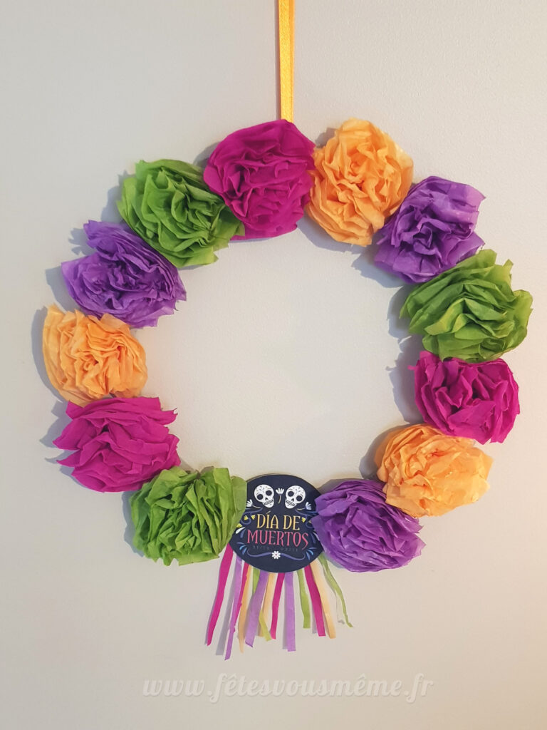 Couronne de fleurs en papier Dias de Los Muertos 1 - Fêtes vous même